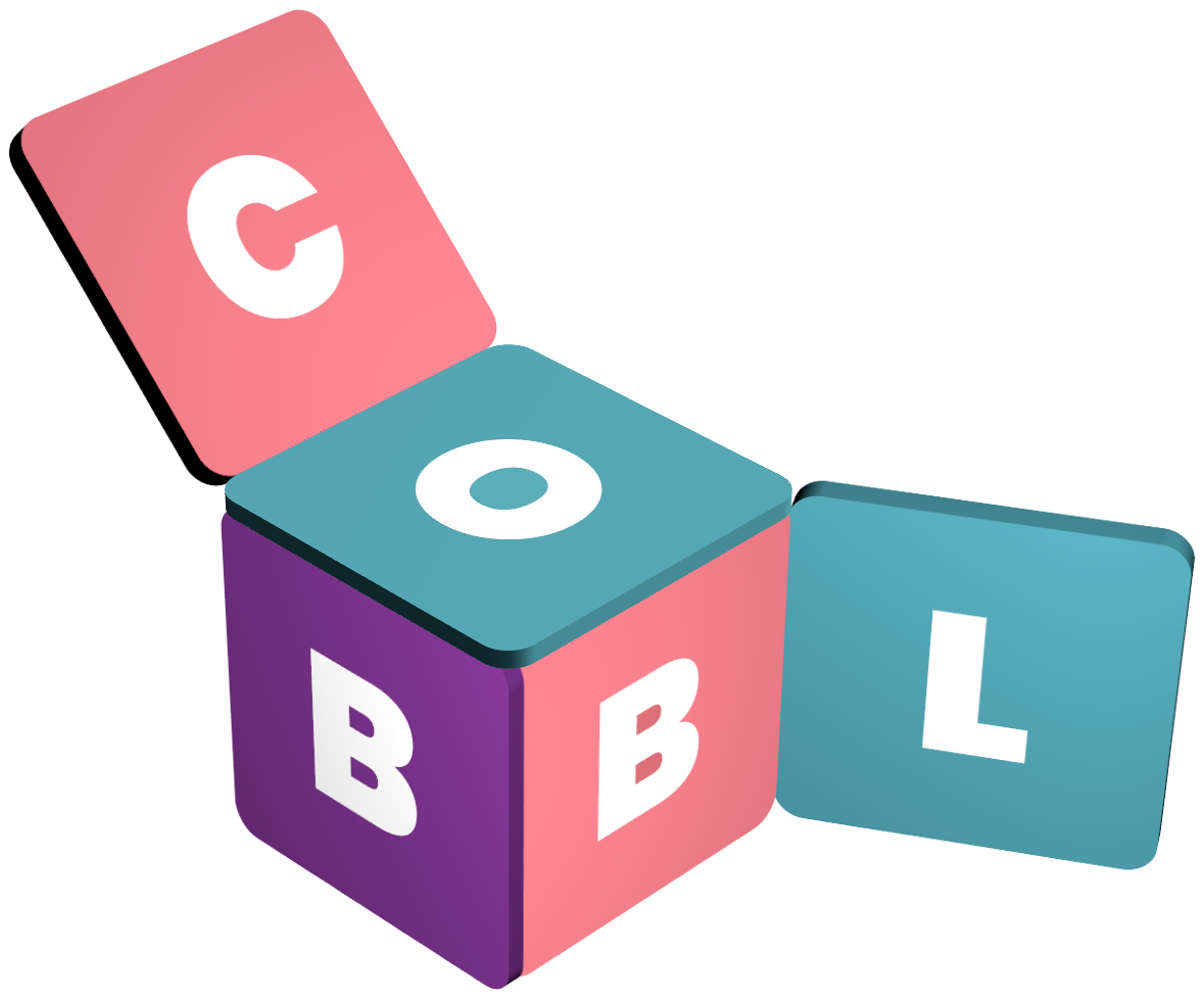 COBBL, spelled out on the faces of an unfolding cube